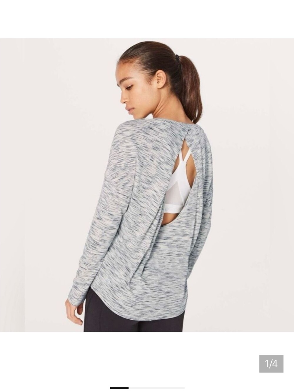 Lululemon Heathered Gray Get Set Long Sleeve Open Back Women's Top